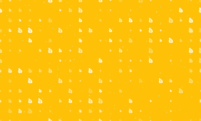 Seamless background pattern of evenly spaced white bag of money symbols of different sizes and opacity. Vector illustration on amber background with stars