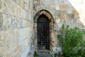 Medieval doorway in stone wall