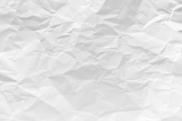 White crumpled paper texture background.