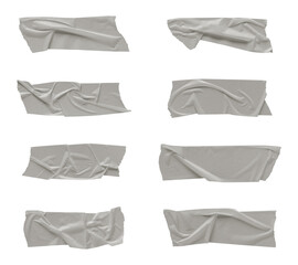 White wrinkled adhesive tape isolated on white background. White Sticky scotch tape of different sizes.	
