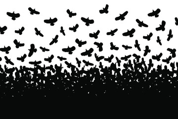 Fototapeta na wymiar Black birds background. Vector illustration. 