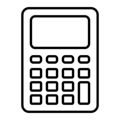 Calculator Vector Outline Icon Isolated On White Background