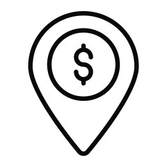 money location outline icon, business and finance icon.