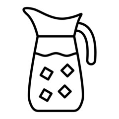 Jug Vector Outline Icon Isolated On White Background