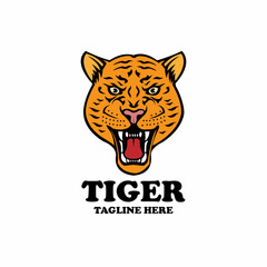 tiger head animal logo vector