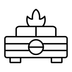 Stove Vector Outline Icon Isolated On White Background