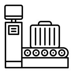 Luggage Scanner Vector Outline Icon Isolated On White Background
