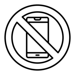 No Cellphone Vector Outline Icon Isolated On White Background