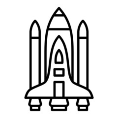 Space Rocket Vector Outline Icon Isolated On White Background