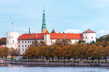 Panoramic view of Riga castle or Rigas pils known as official residence of the President of Latvia....