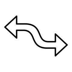 Curved Arrow Vector Outline Icon Isolated On White Background