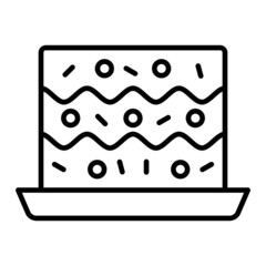 Brownie Vector Outline Icon Isolated On White Background