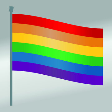 Flagpole LGBTQ Rights Pride Rainbow Symbol Shiny Gradient Color