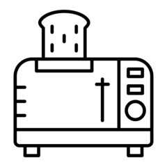 Toaster Vector Outline Icon Isolated On White Background