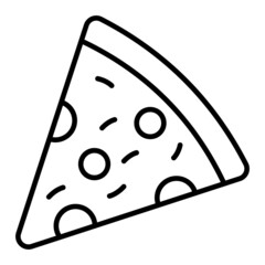 Pizza slice Vector Outline Icon Isolated On White Background