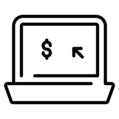 pay per click outline icon, business and finance icon.