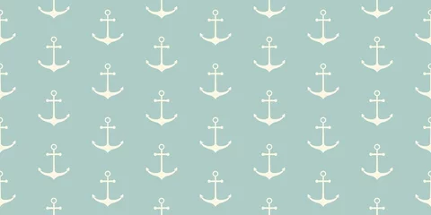 Wall murals Sea Nautical seamless pattern with geometric ship anchors