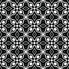 Flower geometric pattern. Seamless vector background. White and black ornament. Ornament for fabric, wallpaper, packaging. Decorative print