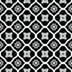 Flower geometric pattern. Seamless vector background. White and black ornament. Ornament for fabric, wallpaper, packaging. Decorative print