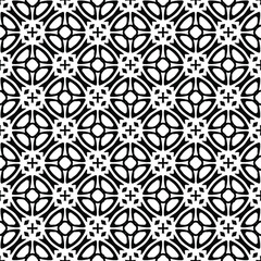 Flower geometric pattern. Seamless vector background. White and black ornament. Ornament for fabric, wallpaper, packaging. Decorative print