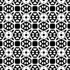 Flower geometric pattern. Seamless vector background. White and black ornament. Ornament for fabric, wallpaper, packaging. Decorative print