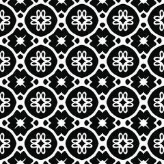 Flower geometric pattern. Seamless vector background. White and black ornament. Ornament for fabric, wallpaper, packaging. Decorative print