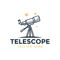 Telescope with star logo design vector illustration