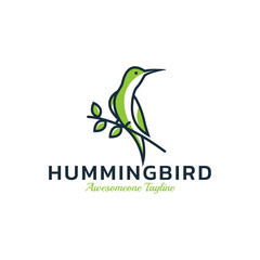 Hummingbird logo design, Bird icon vector illustration