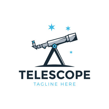 Telescope with star logo design vector illustration