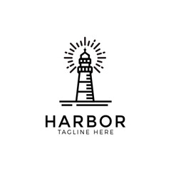 Lighthouse Beacon Tower logo design vector illustration