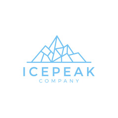 line art ice peak mountain logo vector illustration