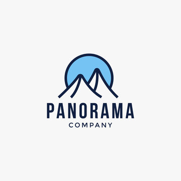 mountain panorama logo, outdoor logo design vector illustration