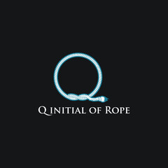 q initial of rope logo exclusive design inspiration