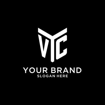VC mirror initial logo, creative bold monogram initial design style