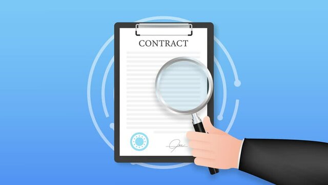 Contract agreement paper blank with seal. Motion graphics