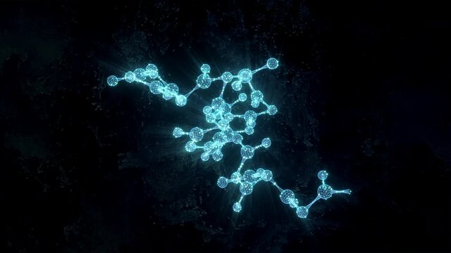 fictional molecular structure spining, wireframe model, seamless loop (3d render)