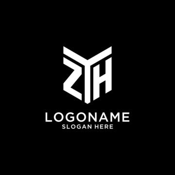 ZH mirror initial logo, creative bold monogram initial design style