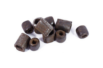 Iron beads isolated on white background.