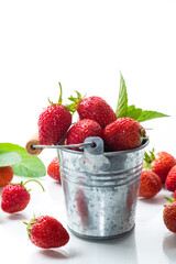 red ripe natural strawberries isolated on white background