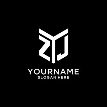 ZJ mirror initial logo, creative bold monogram initial design style