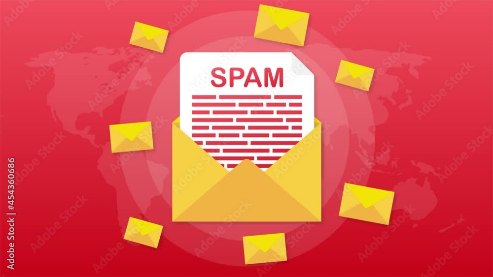 Aufkleber no spam. spam email warning. concept of virus, piracy, hacking and security. envelope with spam. mot