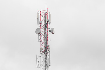 High-rise mobile internet tower air communications industry against the background of gray sky