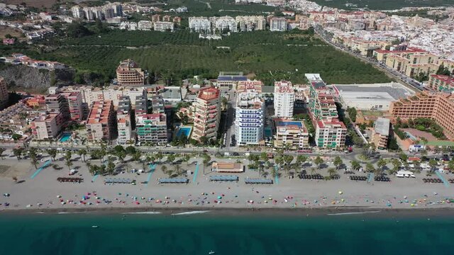 Aerial view of resorts and coast in Almunecar, Spain