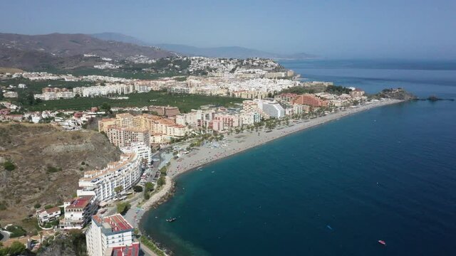 Aerial view of resorts and coast in Almunecar, Spain