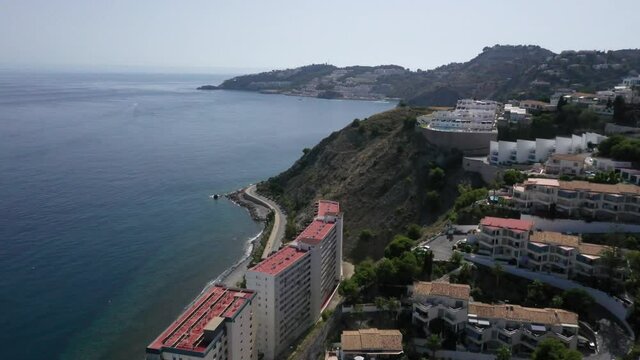 Aerial view of resorts and coast in Almunecar, Spain