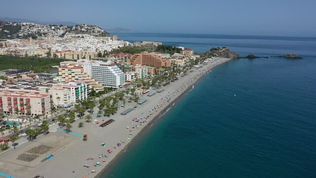 Aerial view of resorts and coast in Almunecar, Spain