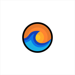 Nature logo that combine the sea and sun into this fun and bright logo design