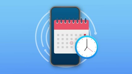 Calendar and clock icon. Wall calendar. Important, schedule appointment date. Motion graphics.