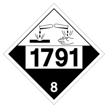 UN1791 Class 8 Hypochlorite Solution Symbol Sign, Vector Illustration, Isolate On White Background Label. EPS10