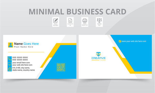 Luxury style business card ready to print stationery design. Clean modern elegant personal visiting cards print templates with company logo & photo.